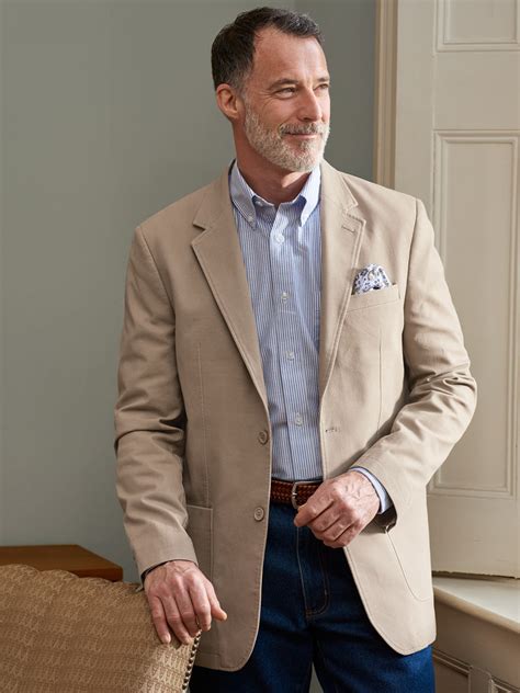 Mens Sand Beige Cotton Oxford Blazer Peter Christian
