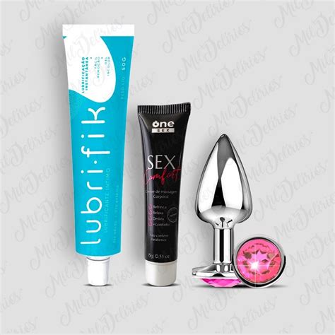 Kit Plug Anal Tam M Médio Lubrificante Íntimo Lubrifik g Gel Dessensibilizante Anal Sex