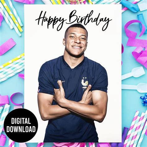 Mbappe Birthday Card Digital Download Kylian Mbappe Card Birthday Gift ...