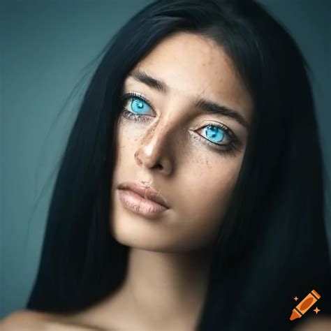 Hyperrealistic Portrait Of A Young Persian Woman With Tanned Skin Long