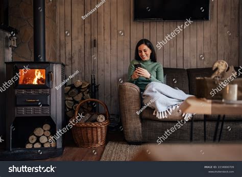 Brunette Woman Home Alone Sitting On Stock Photo Shutterstock