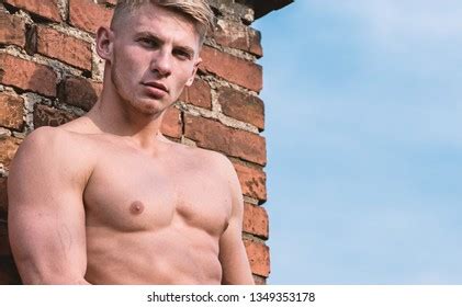 Man Muscular Athlete Lean On Wall Stock Photo Shutterstock