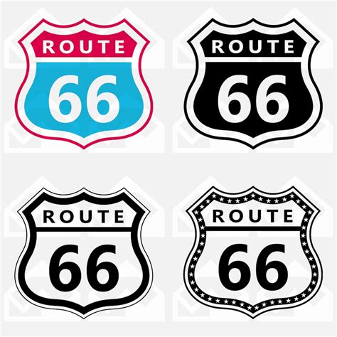 Route 66 Road Sign Svg Pdf Png Eps Route 66 Cut Files For Cricut And