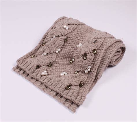 Jimmy Choo Jimmy Choo Lana Wool Cable Knit Decorated Scarf Grailed