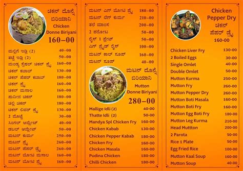 Menu Of Mandya Rajanna Non Veg Hotel Malleshwaram Bangalore