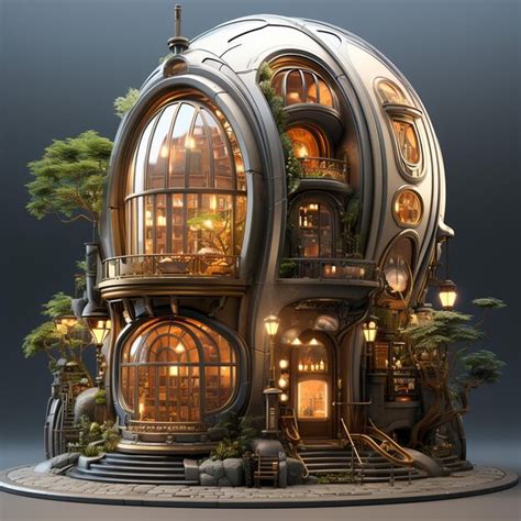 Premium Photo Stylized Solarpunk Building