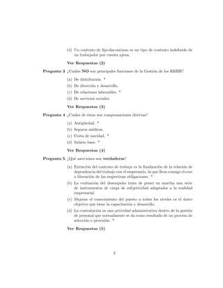 Cuestionario Sobre Contratacion Recursos Humanos Pdf