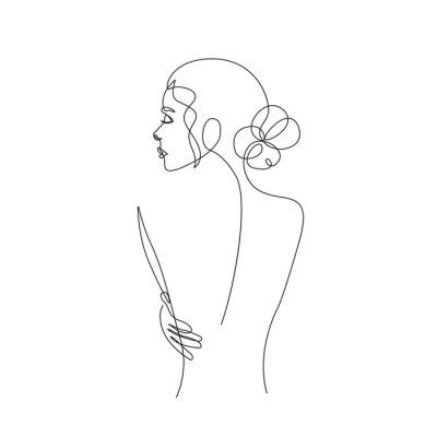 Woman Naked Body Line Drawing Set Female Body Nude Modern Line Wall Stickers Set Symbol