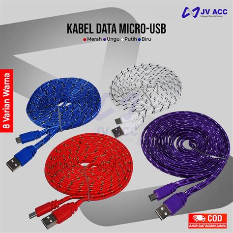 Jual Kabel Data Charger Micro Usb 3 Meter Warna Warni Universal Shopee Indonesia