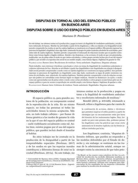 Pdf Disputas En Torno Al Uso Del Espacio P Blico En Buenos Aires