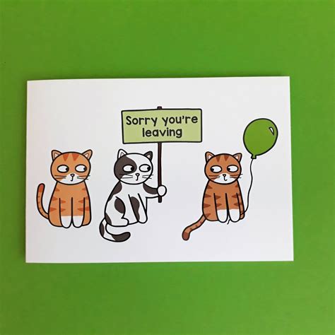 Sorry You Re Leaving Card Cat Card Leaving Job Card Etsy Uk