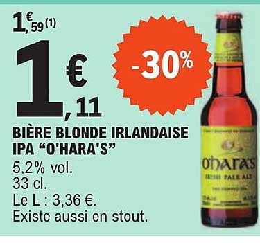 Promo Bière Blonde Irlandaise Ipa o hara s chez E Leclerc iCatalogue fr
