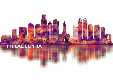 Philadelphia Pennsylvania Skyline Mixed Media by NextWay Art - Fine Art