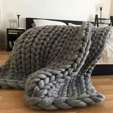 Hand Weaving Knitted Blankets Thick Giant Chunky For Winter Bed Sofa