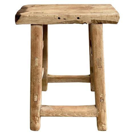 Vintage Elm Wood Stool For Sale At 1stdibs