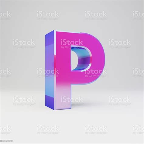 3d Letter P Uppercase Rendered Multicolor Metal Font With Glossy