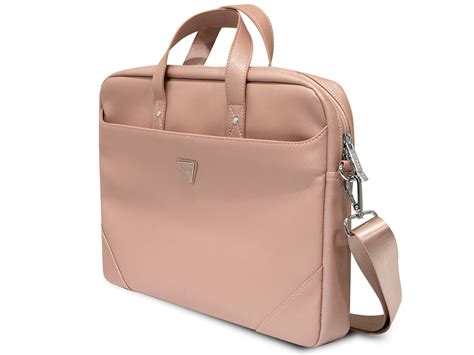 Guess Saffiano Triangle Laptop Bag Laptoptas Roze