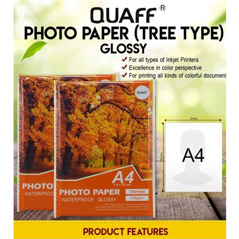 Quaff Tree Type Photo Paper Gsm A Sheets Shopee Philippines