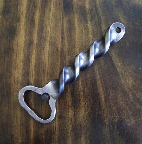 Steel Spiral Bottle Opener Blacksmith Hand Forged Blacksmithing