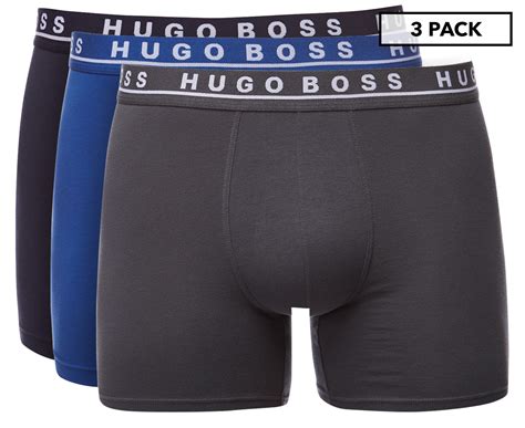 Hugo Boss Men S Cotton Stretch Boxer Brief 3 Pack Navy Blue Black