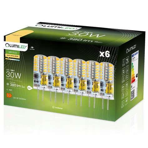 LUMILED 6x LED žarnica G4 CAPSULE 4W 30W 380lm 3000K Toplo bela 360