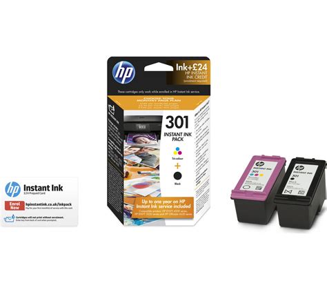 Buy HP 301 Instant Ink Tri Colour Black Ink Cartridges Multipack