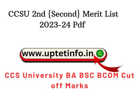 Ccsu 2nd {second} Merit List 2024 Pdf Released Ba Bsc Bcom Cut Off Marks