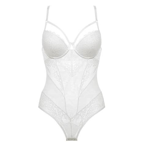 Ensemble Lingerie Dentelle Florale Blanc Maintien Parfait Bretelles Ajustables Blanc