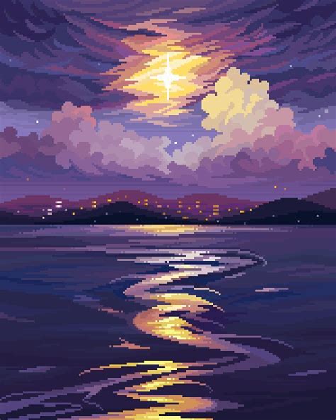 Pixel Art ~ Purple Aesthetic Pixel Art Landscape Cool Pixel Art Pixel Art Design