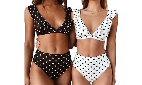 Polka Dot Bikini Met Hoge Taille Groupon