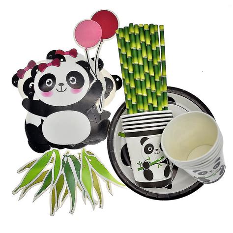 Panda Party Dekorationer Levererar Grattis på födelsedagen Banner