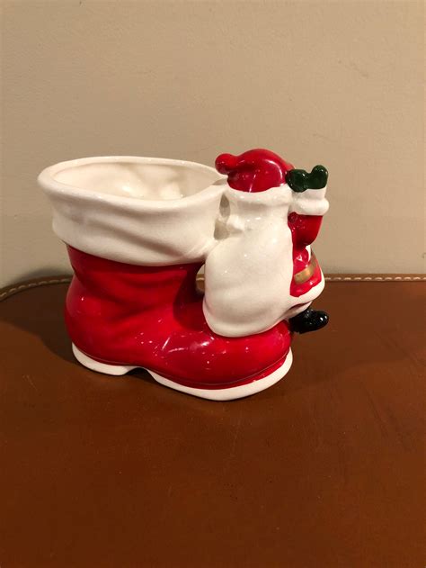 Vintage Santa Boot Christmas Planter Etsy Ireland