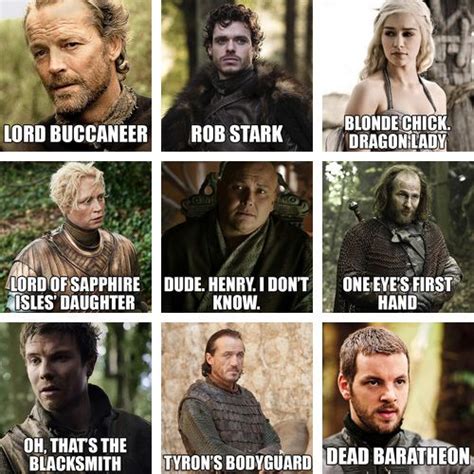 The names of game of thrones characters according to someone s dad ...