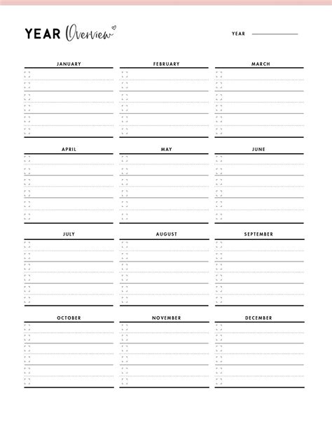 Printable Year Planner Template | Planner template, Yearly planner, Planner