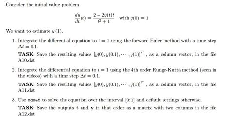 Solved Consider The Initial Value Problem Dy Dt T Chegg