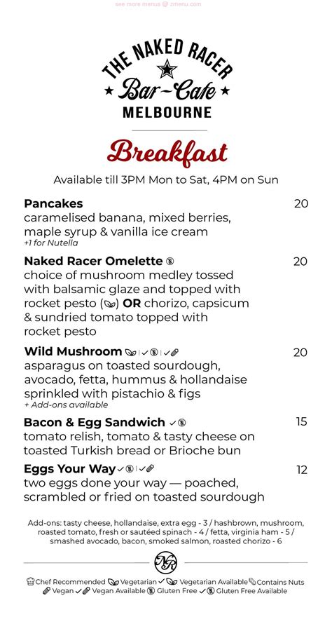 Online Menu Of Naked Racer Cafe Restaurant Cheltenham Victoria Zmenu