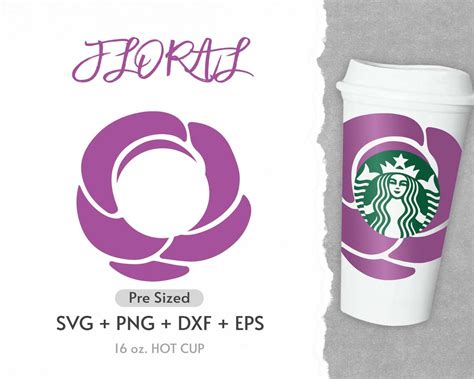 16oz Flower Hot Cup Svg Full Wrap Hot Cup Svg Wild Flower Etsy