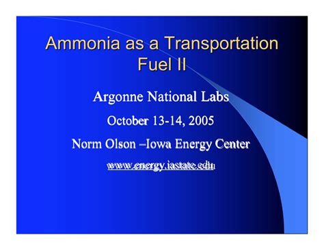 Ammonia As A Transportation Fuel Ii Ammonia Energy Association