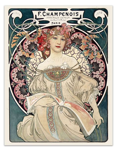 F Champenois Imprimeur Editeur 1897 By ALPHONSE MUCHA Unframed Premium