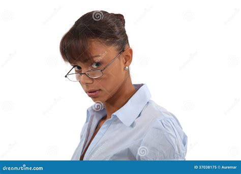 Brunette Posing In Glasses Stock Image Image Of Modern