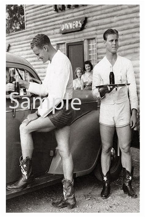 Vintage S Photo Sexy Male Carhops Show Nude Legs In Etsy