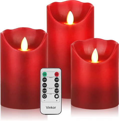 Vinkor Flameless Candles Battery Operated Candles Real Wax Pillar Led