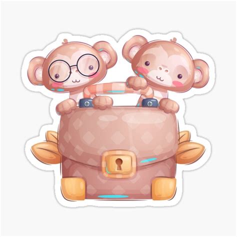 pegatina monos  bolsa dibujo infantil de dibujos animados lindo