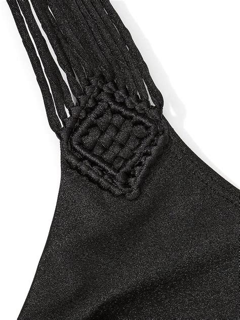 Makrome Püsküllü Bralet Bikini Üstü Siyah Victoria s Secret