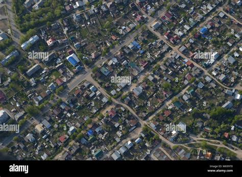 Kovrov, Russia. 8 May 2016. Kovrov city from the air. Kirov Street and ...