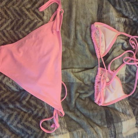 Repop Bright Pink Tie Bikini No Flaws Just Terrible Depop