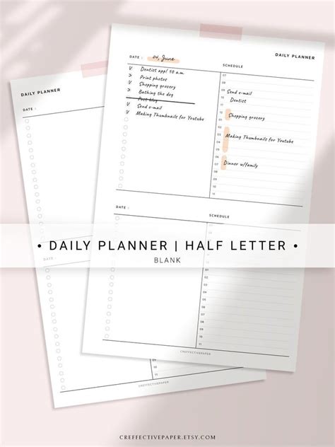 daily   list  time slots schedule planner printable etsy