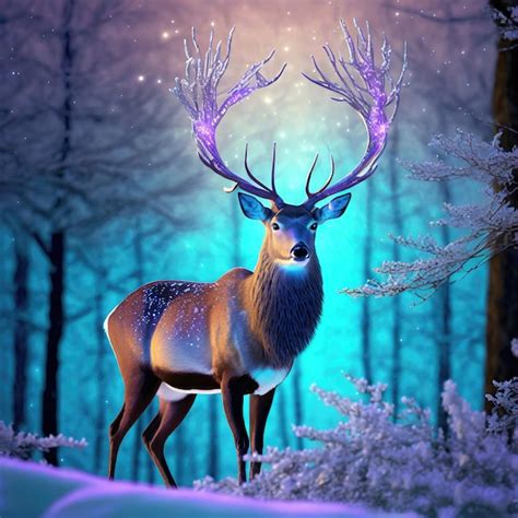 Premium Photo Enchanted Deer Of The Snowy Thicket