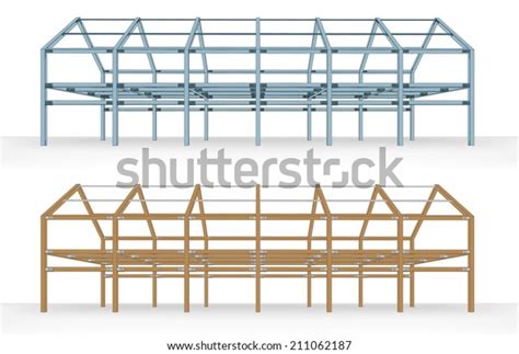 steel wooden beam framework building scheme stock vector royalty