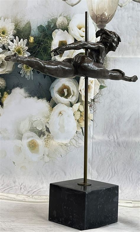 Art Deco Contemporary Olympian Gymnast Nude Female Bronze Statue Sculpture Ebay